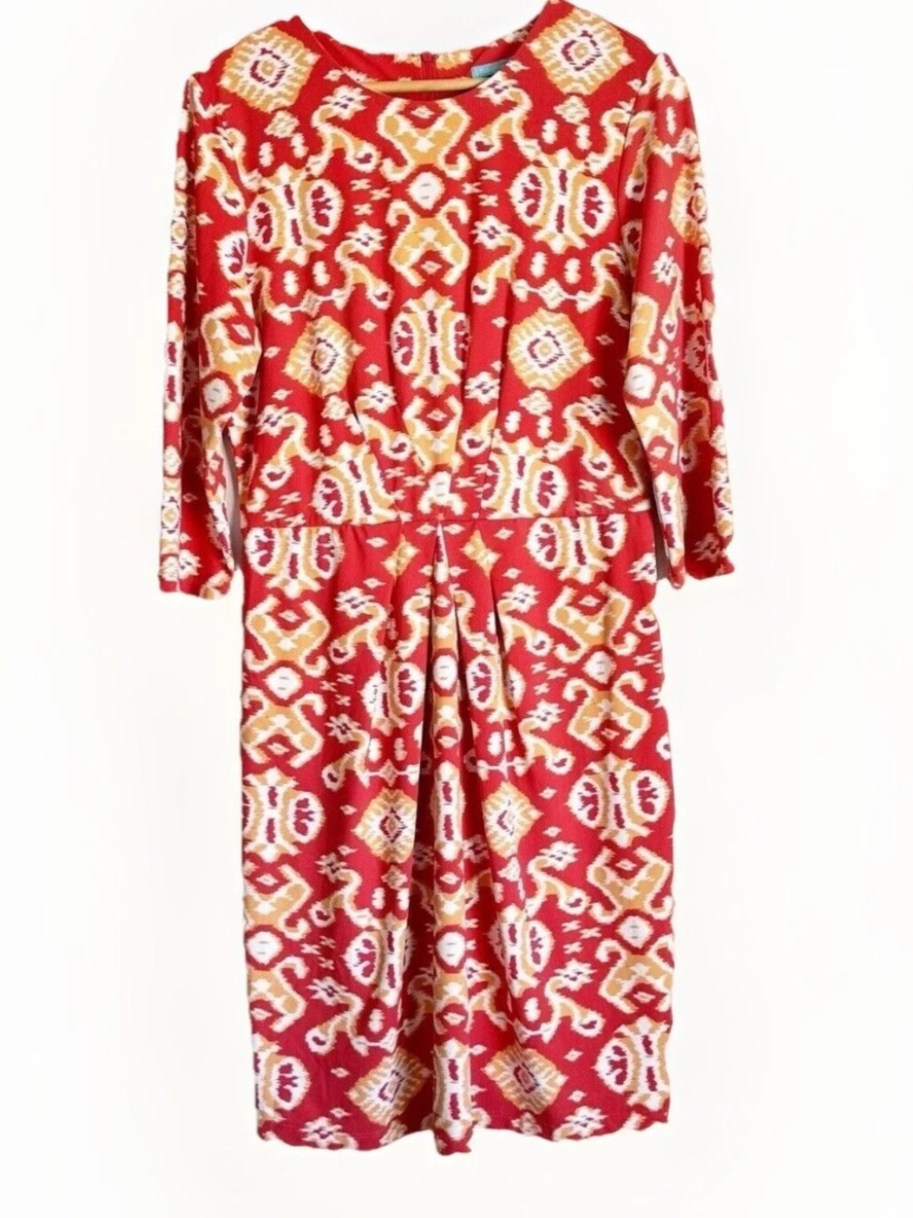 J.Mclaughlin Red Mia Signature Catalina Cloth Dress Size Large 3/4 Sleeve Office